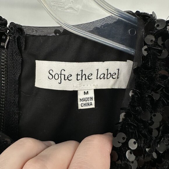 SOFIE THE LABEL dress mini cutout sequins party going out club lbd black M - Picture 11 of 11